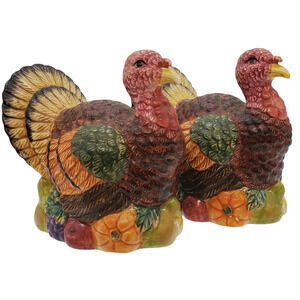 Turkey Pumpkins Fall Thanksgiving Salt Pepper Shakers 4 inch 1997 Cosmos